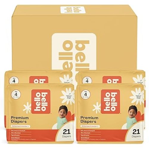 Hello Bello Premium Diapers, Size 4 (22-37 lbs) Surprise Pack for Girls - 84 Count, Hypoallergenic with Soft, Cloth-Like Feel - Assorted Girl & Gender Neutral Patterns
