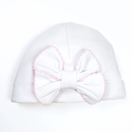 Essentials Solid Bow Hat - White Pink
