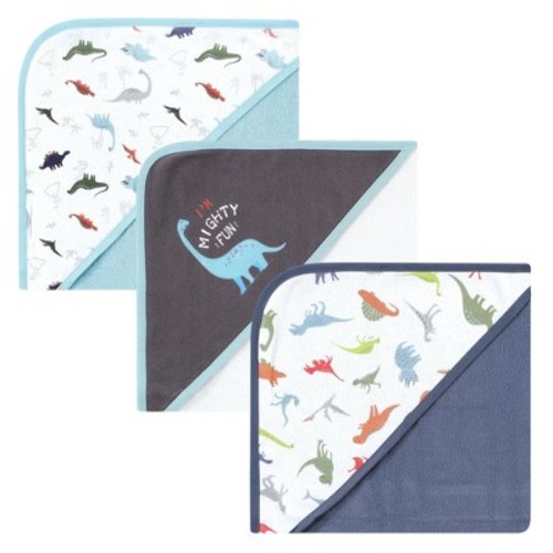 Hudson Baby Infant Boy Cotton Rich Hooded Towels, Dinosaurs, One Size