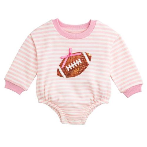 Cute Football Baby Sweatshirt Bubble 6-9M | Mud Pie