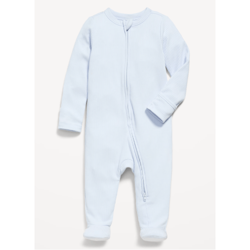 Contrail Color: Ribbed 2-Way-Zip Sleep & Play Footed One-Piece for Baby