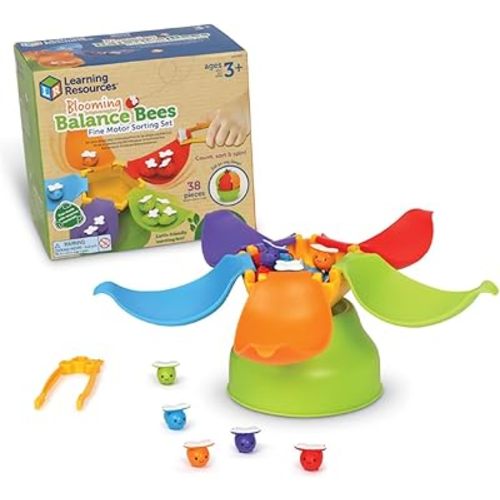 Learning Resources Blooming Balance Bees Fine Motor Sorting Eco Friendly Set - Preschool Learning Activities , Montessori Toys for Toddlers , Kids Easter Gifts, Ages 3+
