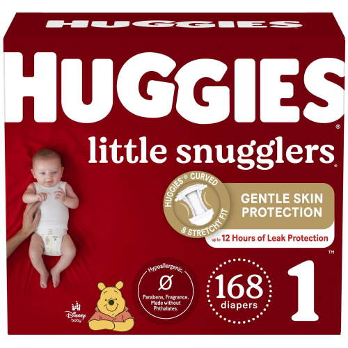Huggies Little Snugglers Baby Diapers, Mega Colossal Pack, Sizes: N-6 | 168-84 Count