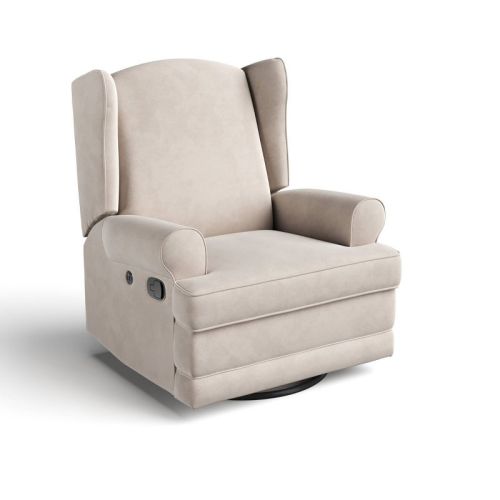 Storkcraft Serenity Wingback Side Lever Recliner And Swivel Glider With Usb Charging Port - Ivory Boucle