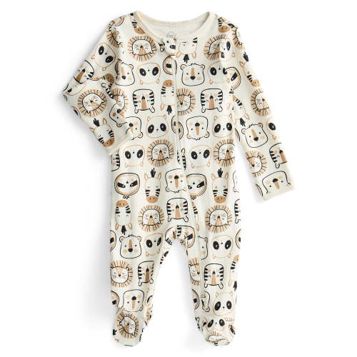 Wonder Nation Baby Boys or Girls Zip Front Footed Pajamas, Sizes Preemieie-6/9 Months