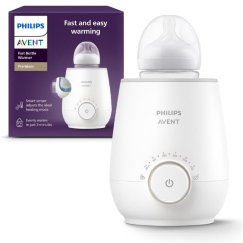 Philips Avent Premium Fast Bottle Warmer, with Smart Temperature Control, Water Bath Technology, Automatic Shut-Off, Model SCF358