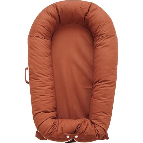 Deluxe Infant Lounger, Baby Nest Cover for Baby Girls & Boys, Newborn Essentials for Baby 0-12 Months, 100% Cotton, Portable Travel Bed (Gingerbread)