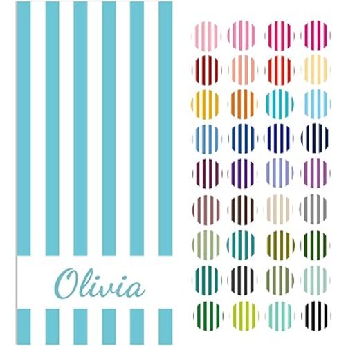 Personalized Beach Towels for Kids Adults - Custom Kids Beach Towels with Names- Customized Sand Free Quick Dry Striped Bath/Pool/Beach Towel for Boys Girls Women Men(Color1)
