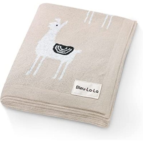 Amazon.com: Bleu La La Warm Soft Knit Baby Blanket 100% Fine Loomed Cotton Cozy Receiving Cuddle Stroller Crib Stroller Unisex Quilt Blanket for Newborns, Infants Toddler, Boys and Girls (Llama - Cream) : Baby