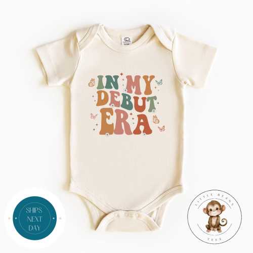 In My Debut Era Retro Natural Baby Onesie® | Kids Tshirt | Custom Baby Bodysuit | Baby Shower Gift