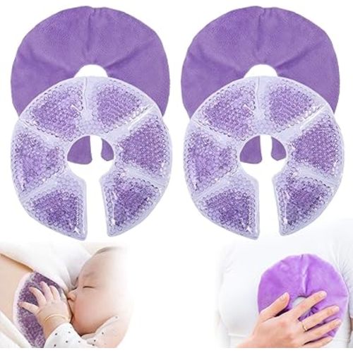 Breast Therapy Pads, Hot Cold Breastfeeding Gel Pads, Breastfeeding Essentials and Postpartum Recovery, Nursing Breast Pads Pain Relief for Mastitis, Engorgement, Microwavable