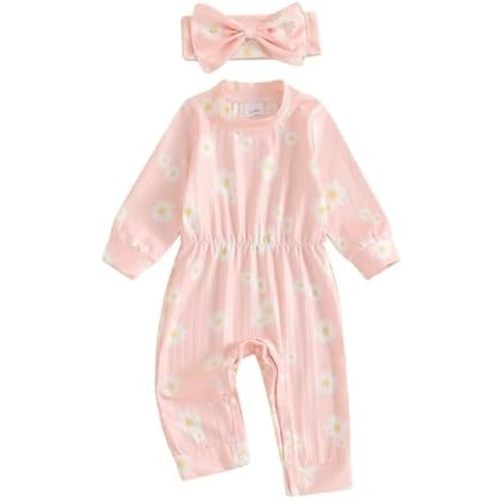 Karwuiio Newborn Baby Girl Coming Home Outfit Long Sleeve One Piece Romper Jumpsuit Infant Fall Clothes Sets