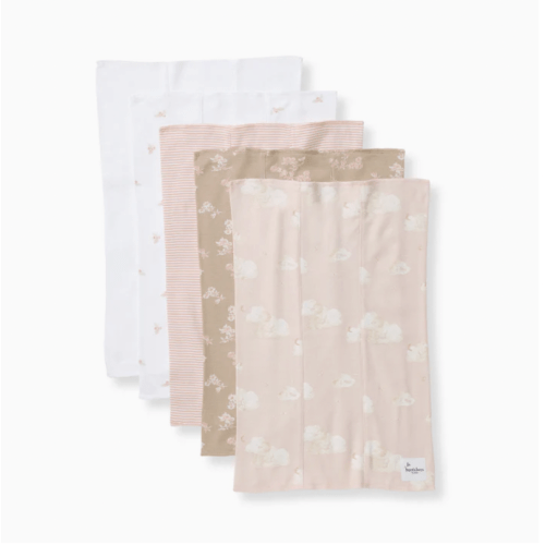 Whimsical Floral Organic Cotton Burp Cloths 5 Pack