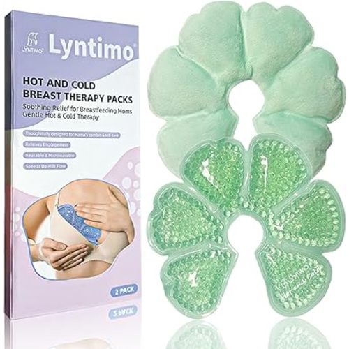 Breastfeeding Ice Packs, Lyntimo Hot/Cold Breast Therapy Pack, 2Pk Green