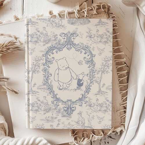 Winnie the Pooh Personalized Name Journal, Toile de Jouy Reading Gift Chinoiserie Customized Thinking of you Pooh Lover Monochrome Diary