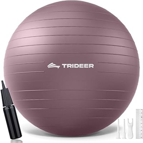 Trideer Yoga Ball - Exercise Ball for Workout pilates Stability - Anti-Burst and Slip Resistant for physical therapy, Birthing, Stretching & Core Workout, Office Ball Chair, Flexible Seating, Home Gym