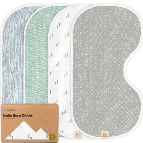 Keababies 4pk Hallo Baby Burp Cloths, Organic Cotton Burp Cloth For Girls, Boys, Soft & Absorbent Burping Cloths (phase)