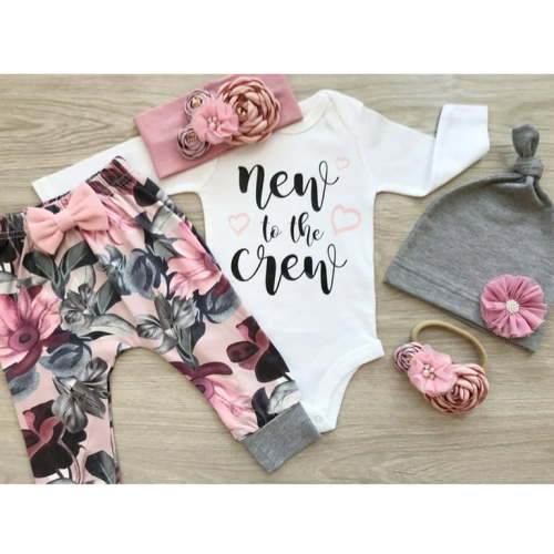 Hirigin Baby Girl Romper Flower Pants Outfit Set Cotton Blend White (0-3 M)