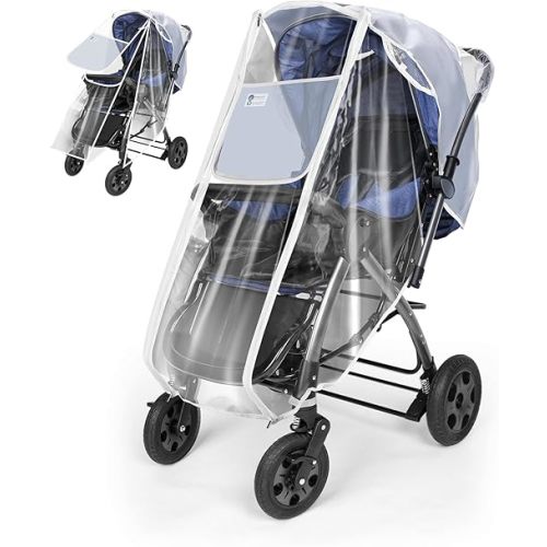 Stroller Rain Cover, Universal Weather Shield for Baby Stroller, Waterproof & Windproof Transparent Stroller Cover for Rain/Sun/Snow/Dust, Baby Outdoor Accessories
