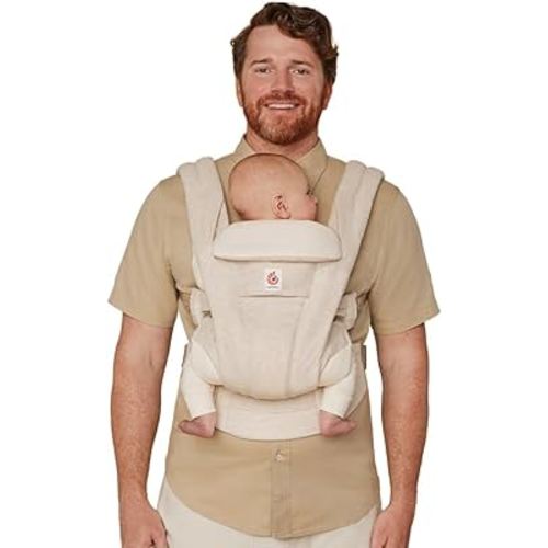 Ergobaby Omni Deluxe Baby Carrier Newborn to Toddler - Breathable Baby Carriers for Summer - All-Position Carrier with Enhanced Lumbar Support & Airflow (7-45 Pounds), Natural Linen
