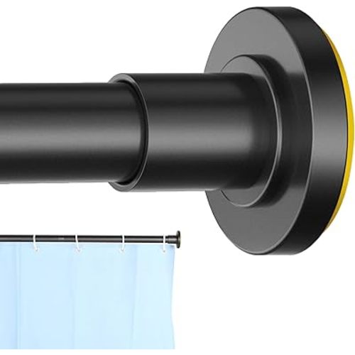 Black Shower Curtain Rod 31 to 80 Inch,1 Inch Diameter Adjustable Spring Tension Stainless Steel Telescoping Rod,Easy Install,No Rust