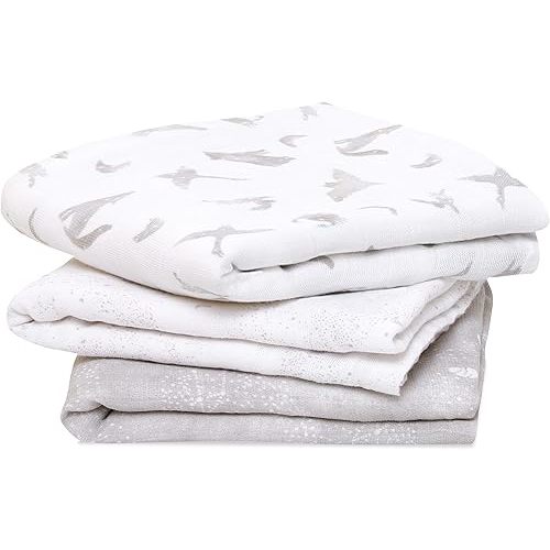 aden + anais Boutique Musy Squares, 100% Organic Cotton Muslin, 3 Pack, Map The Stars
