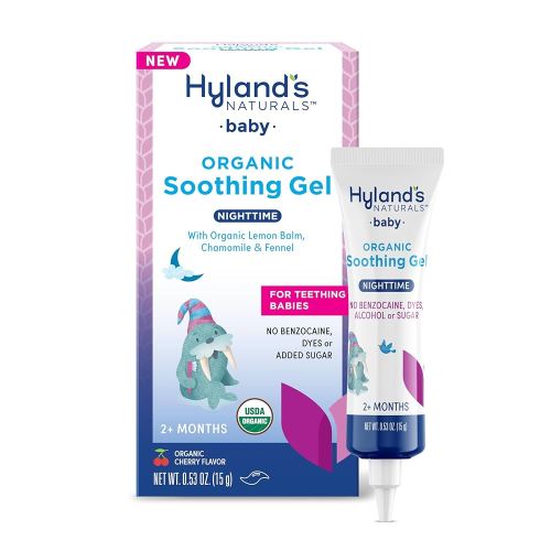 Hyland's Baby Organic Night Oral Soothing Gel, with Chamomile, Calendula, and Fennel, Cooling Gel for Oral Discomfort, Easy-to-Apply, Ages 2 Months and Up, 0.53 Ounce