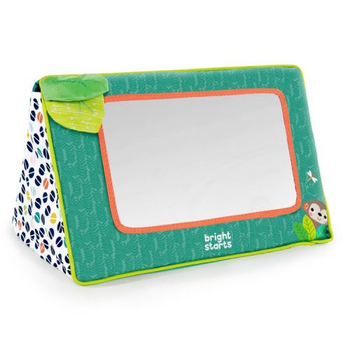 Bright Stars Sit and See Safari Floor Mirror: Baby Development with Sensory & Motor Skills, Fabric, Textured Toy