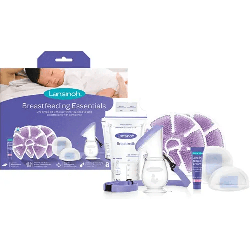 Lansinoh Breastfeeding Essentials for Nursing Moms: Nipple Cream, 48  Nursing Pads, 25 Breastmilk Storage Bags, 2 Hot & Cold Breast Therapy  Packs