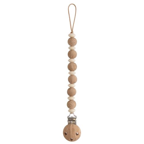 mushie 100% Silicone Baby Pacifier Clip BPA Free | Luna (Faux Wood)