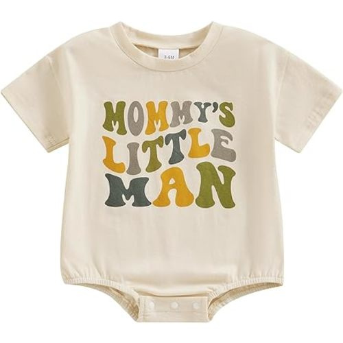 DuAnyozu Newborn Baby Boy Rompers 0 3 6 12 18 Months Clothes Mommys Little Man Outfit Short Sleeve Romper Bubble Bodysuit