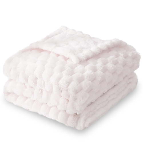 Homritar 3D Flannel Fuzzy Baby Blanket, Fluffy Warm and Lightweight Toddler Plush Blanket for Newborn Infant 30" x 40", White