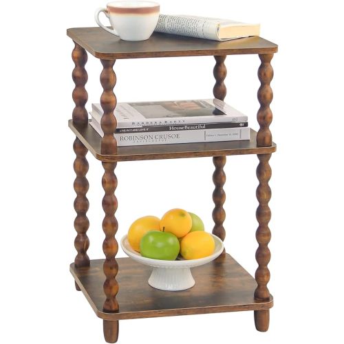 Fultyle Side Table, Small End Table with Storage Shelf, Modern Bedside Table Night Stand for Living Room, Bedroom, Office and Small Spaces (Rustic Brown)