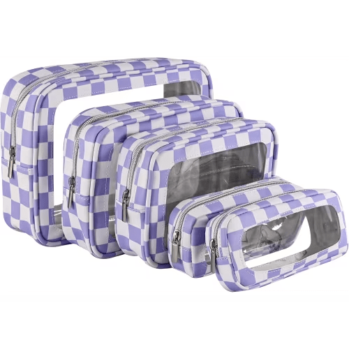 Waterproof Clear TPU 5-Piece Diaper Bag Organizer Pouch Packing cube - Purple