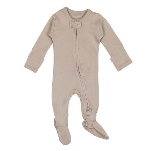 Organic Zipper Footie | Oatmeal