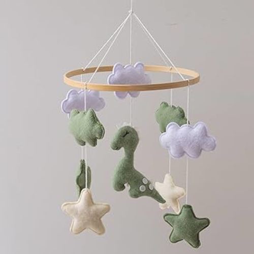 GOODMOM Dinosaur Baby Crib Mobile | Dinosaur Nursery Mobile Theme | Newborn Baby Stuff | Baby Shower Gift for Boys & Girls | Easy Assembly & Durable (Green)