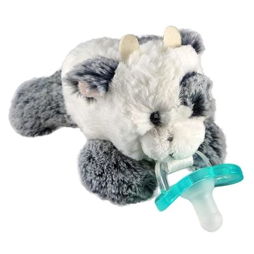RaZbaby JollyPop Pacifier, Holder with Detachable Baby Pacifier, Stuffed Animal RaZbuddy, All Ages 0M+, 100% Medical Grade USA Made Silicone, Machine Washable, Textured & Easy to Hold – Cow