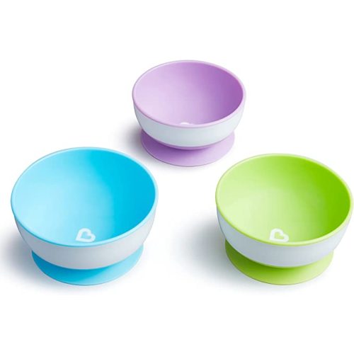 Munchkin® Stay Put™ Suction Bowls for Babies and Toddlers, 3 Pack, Blue/Green/Purple - 3pc Bowls, Purple