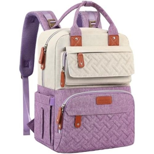 Diaper Bag Backpack, Large Unisex Baby Bags for Boys Girls, Purple Baby Nappy Diaper Bag, Multipurpose Travel Back Pack for Moms Dads with Insulated Pockets and Stroller Straps