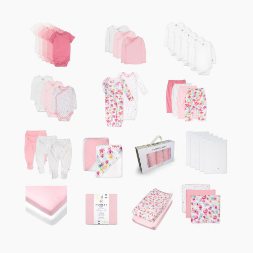 Honest Baby Clothing 50-Piece Organic Cotton Oh Baby Gift Set - Rose Blossom, Newborn