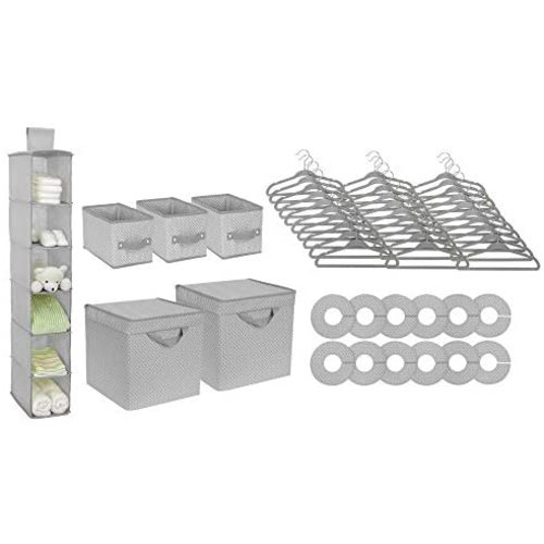 Delta Children Nursery Storage 48 Piece Set - Easy Storage/Organization Solution - Keeps Bedroom, Nursery & Closet Clean, Dove Grey - Delta Children Nursery Storage Set - 48 Piece, Dove Grey