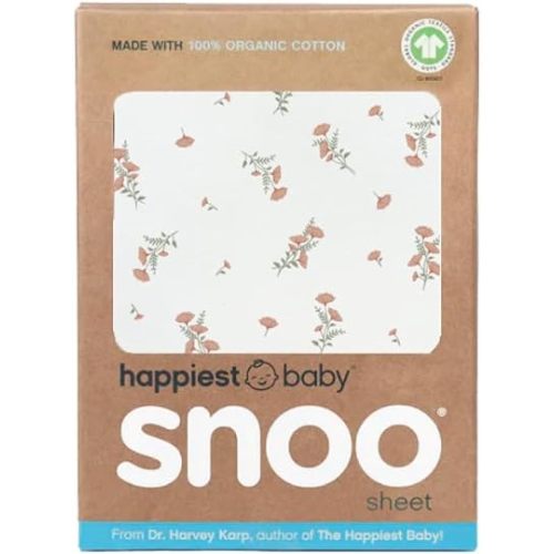 Happiest Baby SNOO Bassinet Fitted Sheet - 100% Organic Cotton Nursery Bedding - Fits SNOO Sleeper Crib Mattress (Ivory Wildflowers)