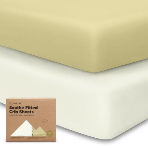Keababies 2pk Soothe Fitted Crib Sheets Neutral, Organic Baby Crib Sheets, Fits Standard Nursery Baby Mattress (lichen)