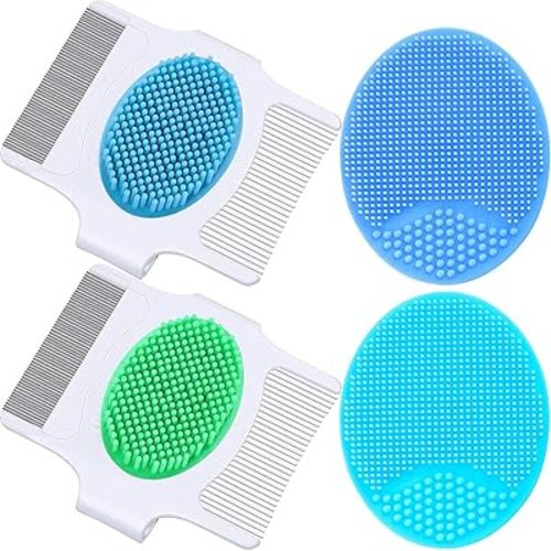 Cradle Cap Brush and Comb, Cradle Cap Brush Safe Baby's Scalp Brush with Soft Rubber Bristles, Help Gently Massage Care Scalp