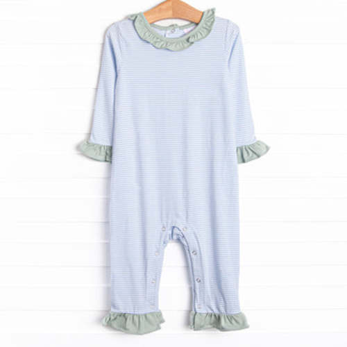 Lyla Ruffle Romper, Light Blue Stripe – Stitchy Fish