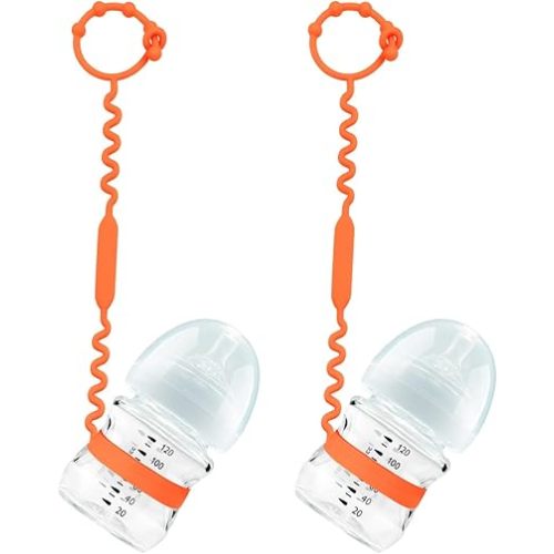 Toy Straps for Baby, Silicone Toy Straps for Stroller, Toy Safety Straps for Teether Toy, Pacifier, Sippy Cup Straps, Adjustable Toy Holder for Stroller, High Chair - BPA Free (Orange)