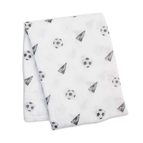 lulujo Baby Swaddle Blanket| Unisex Softest 100% Cotton Muslin Swaddle Blanket| Neutral Receiving Blanket for Girls & Boys | 47in x 47in Soccer