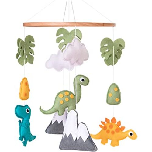 Dinosaur Baby Crib Mobile, Dino Baby Mobile, Neutral Nursery Mobile Decoration for Pack N Play, for Baby Boy & Girl
