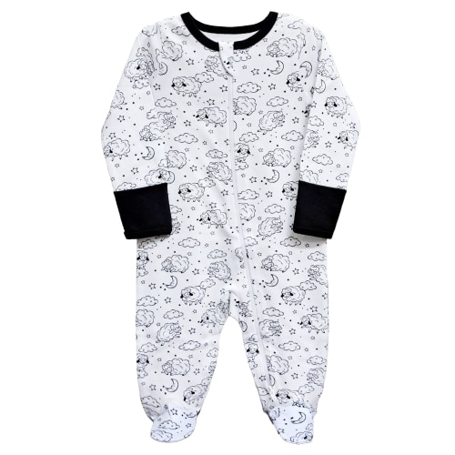 Wonder Nation Unisex Baby Zip Front Sleep N Play Pajamas, Preemie-6/9 Months