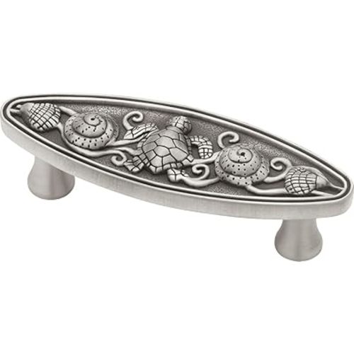 Franklin Brass Seaside Cottage Oval (5-Pack) Cabinet Handles 3" Hole Center Brushed Satin Pewter Kitchen Drawer Pulls Dresser, Furniture Hardware PBF663-BSP-C1